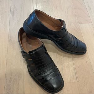 EUC Josef Seibel Mens Stevens Leather Slip On Sandal in Black